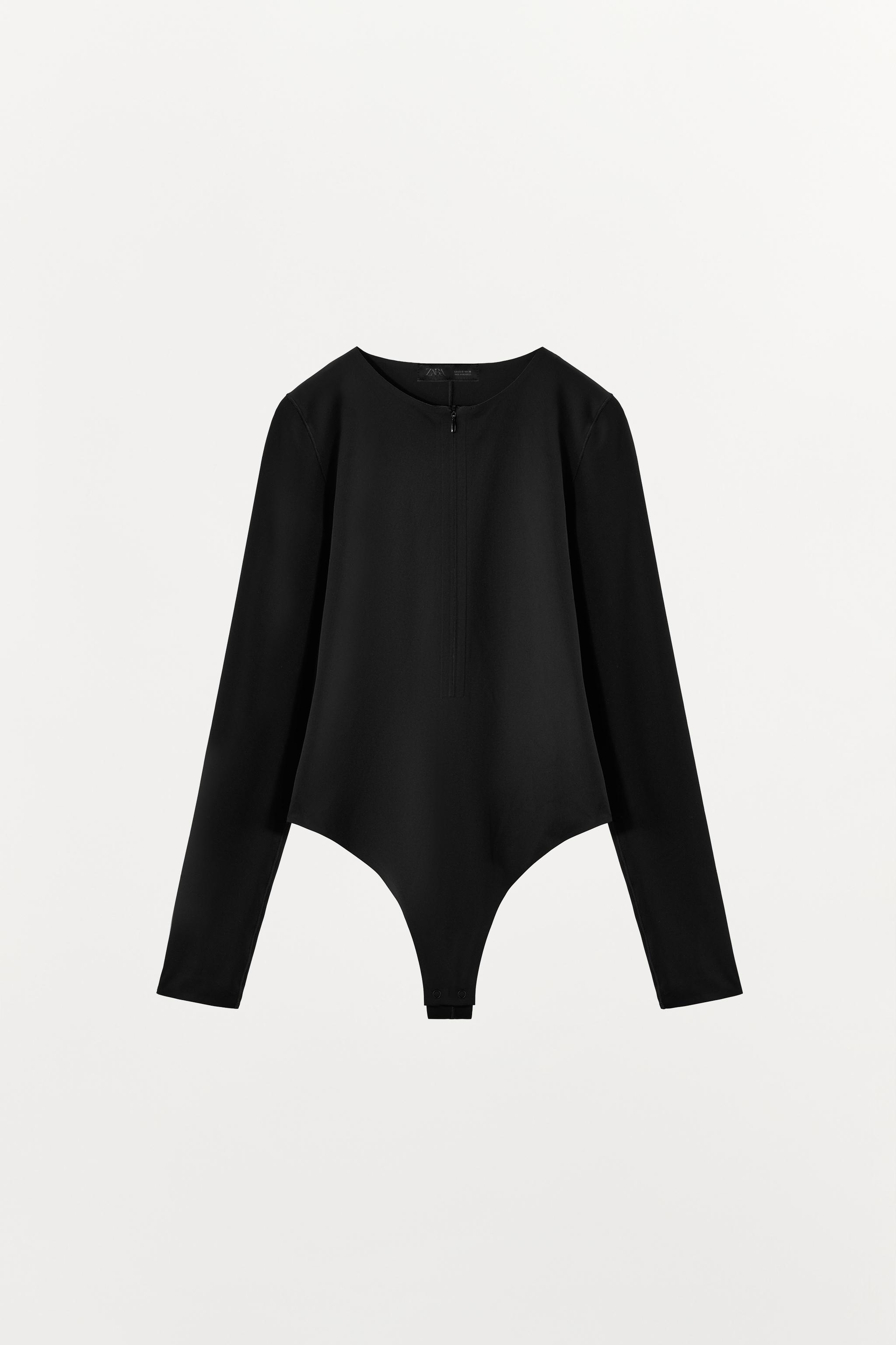 BODY COM POLIAMIDA E ZÍPER - Preto | ZARA Brasil