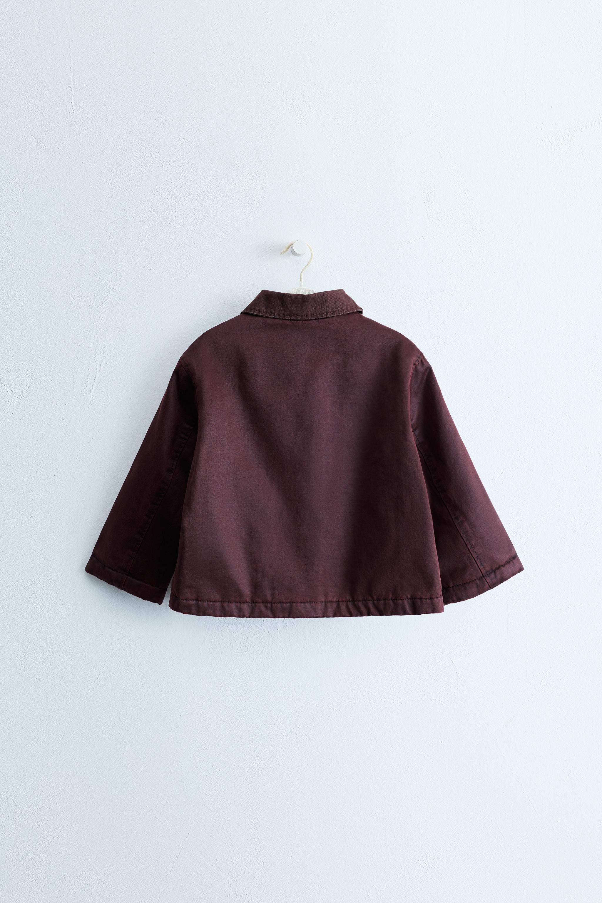 ZARA TIMELESS - WAX-EFFECT FROG FASTENING JACKET - Eggplant | ZARA