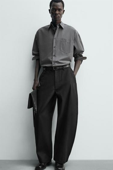 PANTALON BARREL FIT LYOCELL - COTON - Noir de Zara - Image 3