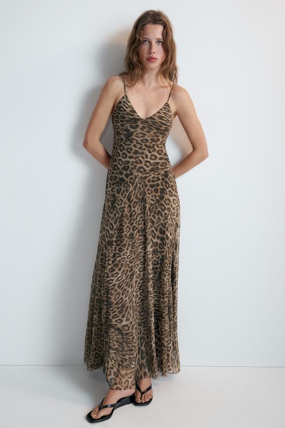 VESTIDO TUL ESTAMPADO ANIMAL - Leopardo de Zara - Imagen 0