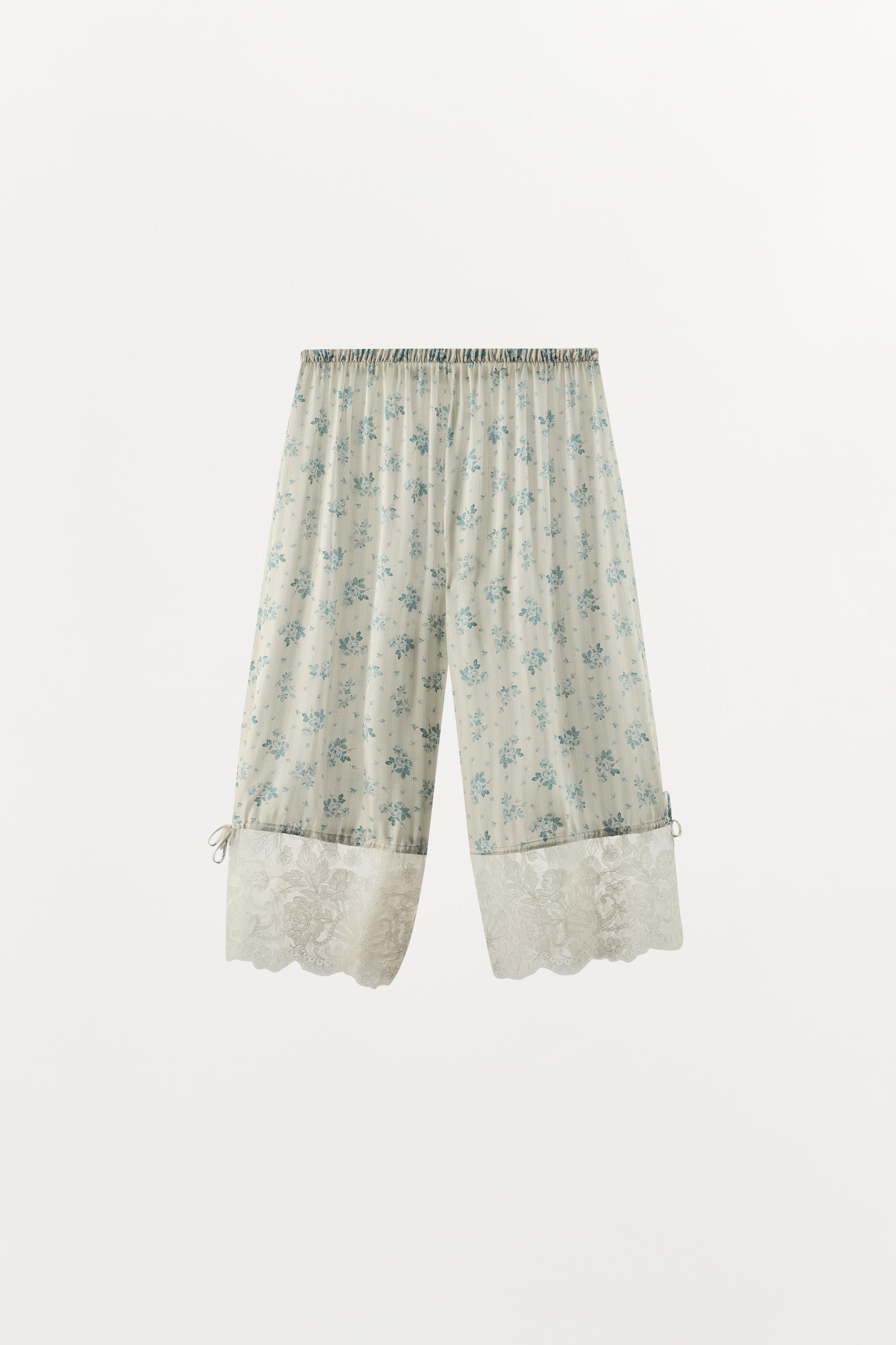 Женские брюки Zara LACE FLORAL PRINT BLOOMER PANTS — фото 7