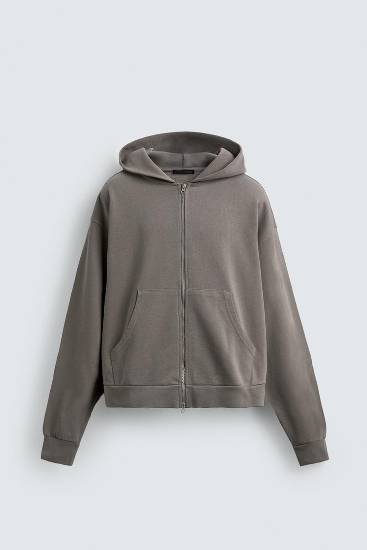 ZARA WASHED ZIP-UP HOODIE