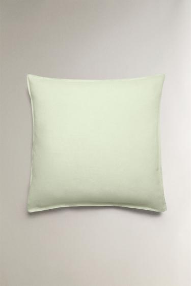 TAIE D’OREILLER LIN DÉLAVÉ (140 G/M²) - Vert clair de Zara - Image 1