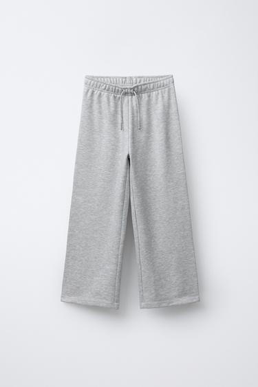 WIDE-LEG FLEECE TROUSERS - Grey marl by Zara