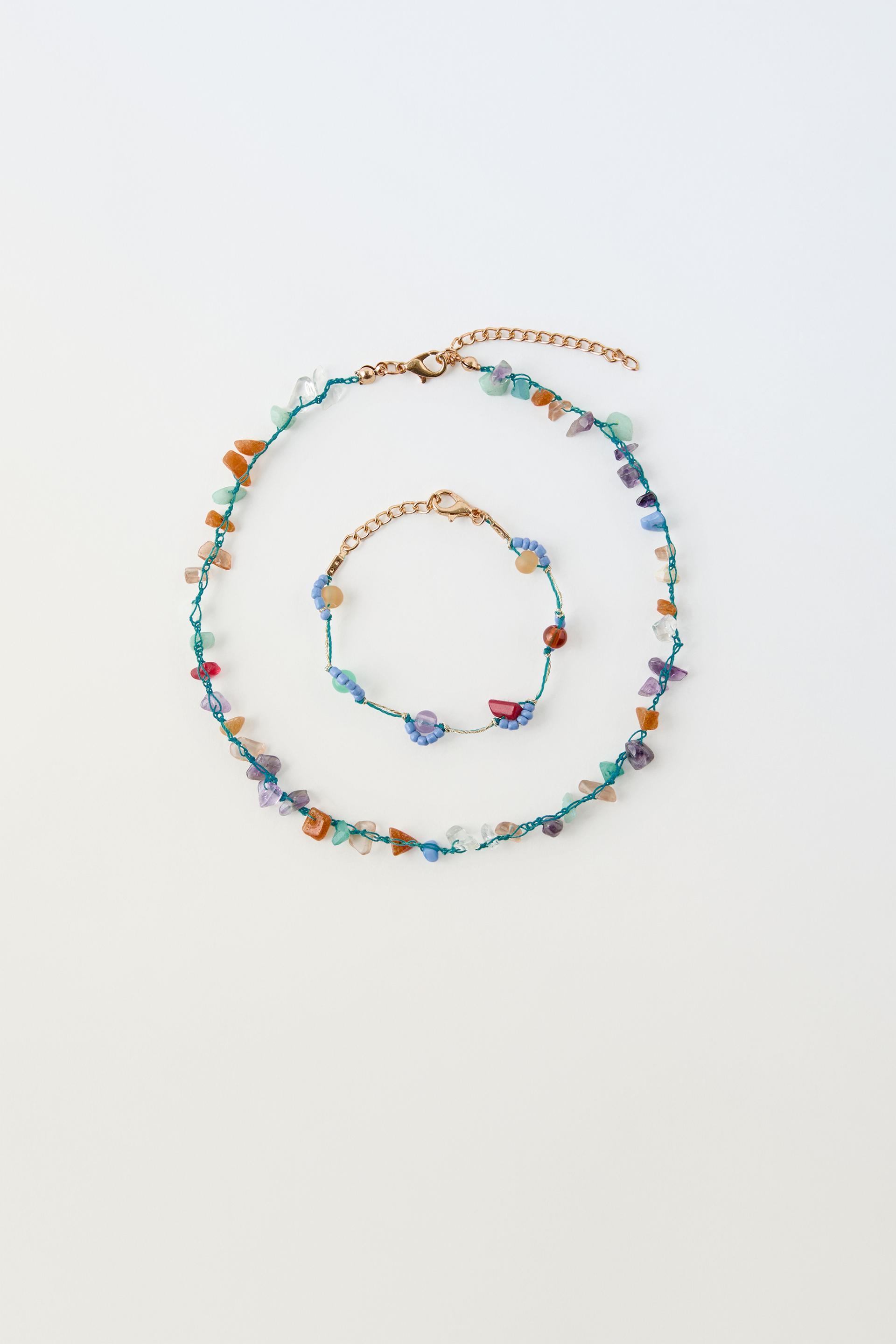 PACK OF STONES NECKLACE AND BRACELET - Blue | ZARA United States PACK OF STONES NECKLACE AND BRACELET - Blue | ZARA United States