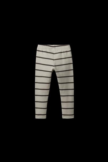STRIPED RIBBED LEGGINGS - Light beige by Zara