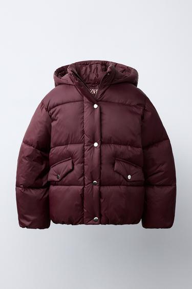 GEWATTEERD JACK MET CAPUCHON EN WATERAFSTOTENDE FINISH - Burgundy van Zara