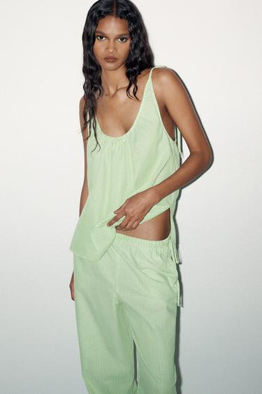 STRIPED STRAPPY TOP - Green/White by Zara - Image 4