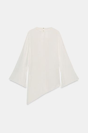 ZW COLLECTION ASYMMETRIC SATIN TOP - Oyster-white by Zara - Image 4