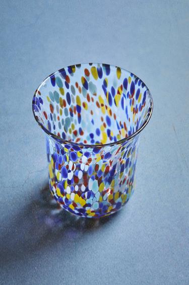 Zara BLOWN GLASS TUMBLER WITH SPECKLED DESIGN - Blue