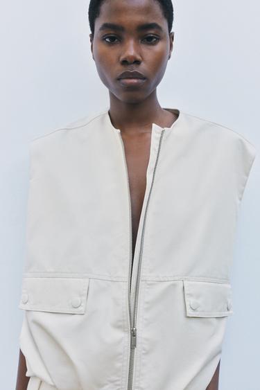 Zara OVERSIZED VEST ZW COLLECTION - Ecru