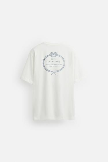 CAMISETA BORDADO COMBINADO - Blanco roto de Zara