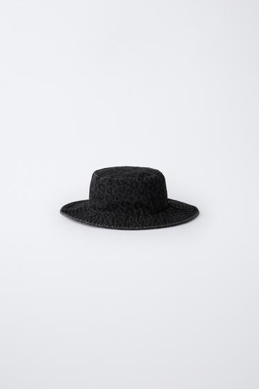GORRO BUCKET DENIM ANIMAL PRINT - Negro de Zara