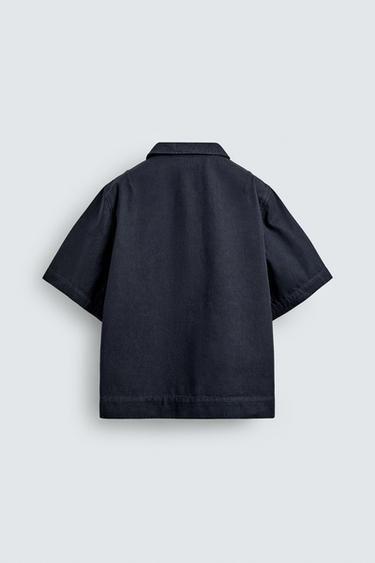 CHEMISE EN DENIM COUPE DÉCONTRACTÉE - Bleu de Zara - Image 7