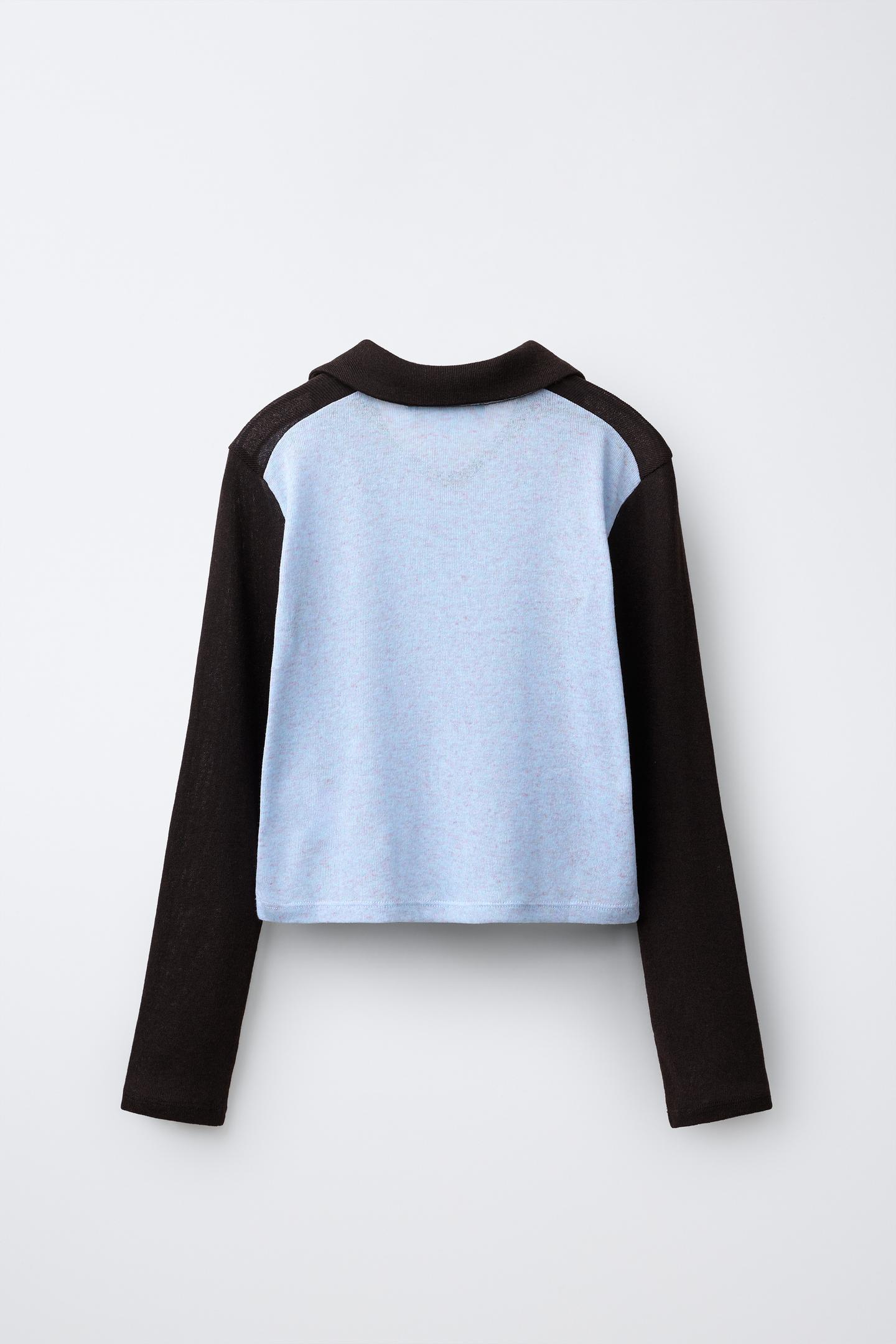 Детское поло Zara Raglan Sleeve Polo Shirt, цвет: Коричневый — фото 2