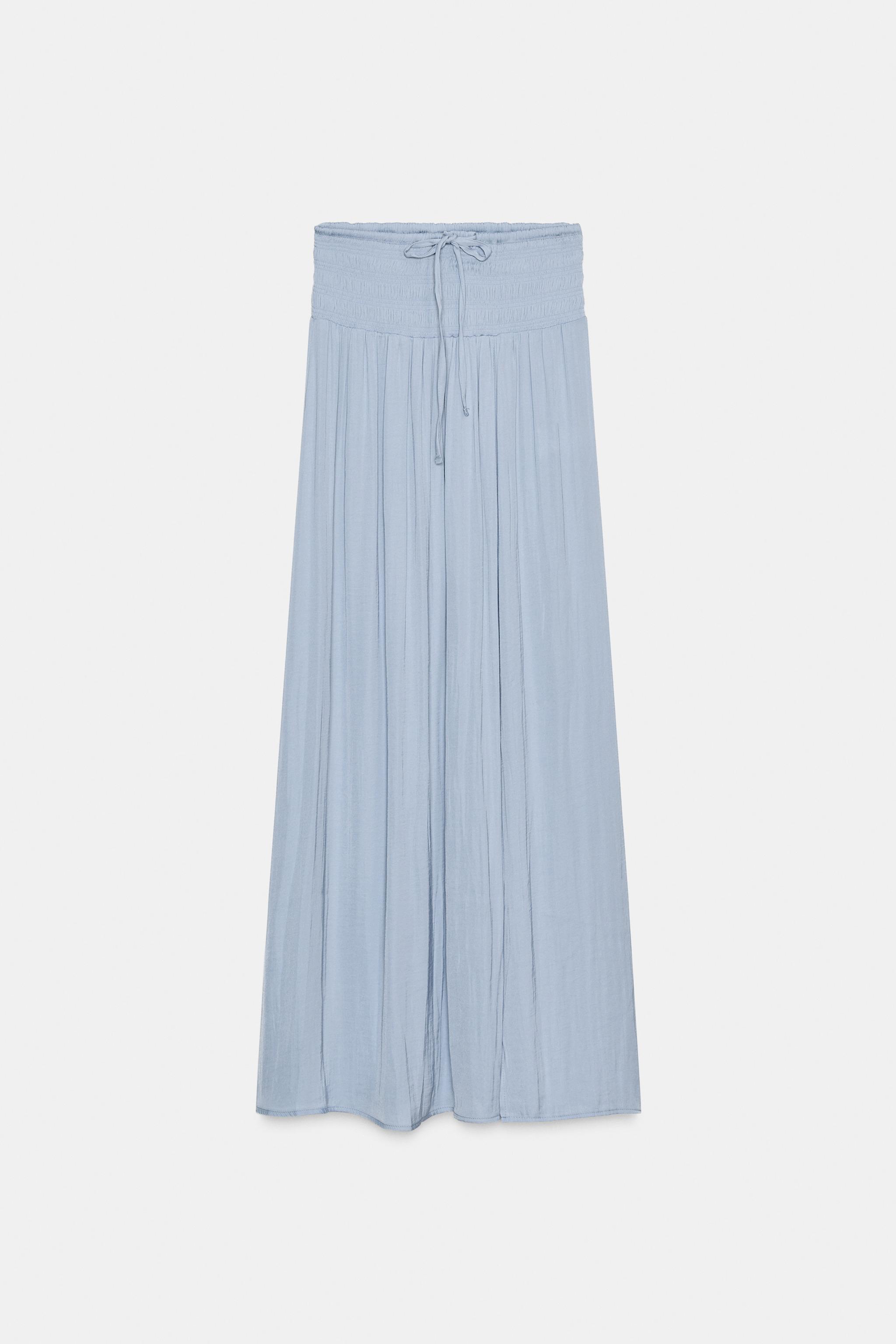 そら SAIA AMPLA CINTURA ELÁSTICA - Azul-claro | ZARA Brasil