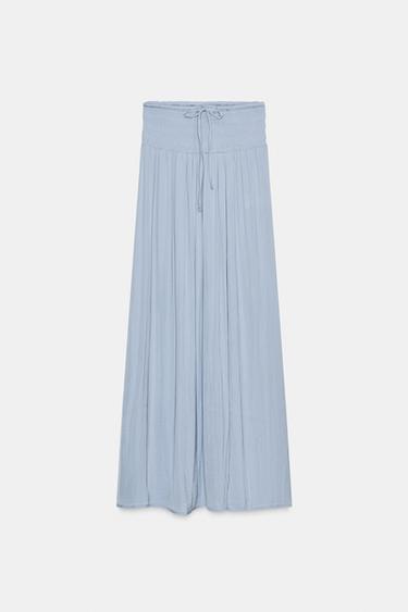 Zara LONG SKIRT WITH ELASTIC WAISTBAND - Light blue