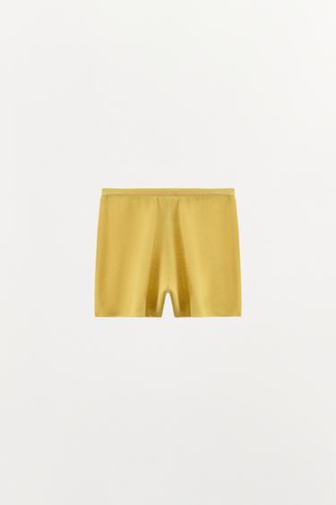 SHORT EN MAILLE À BOUTONS - Jaune de Zara - Image 3