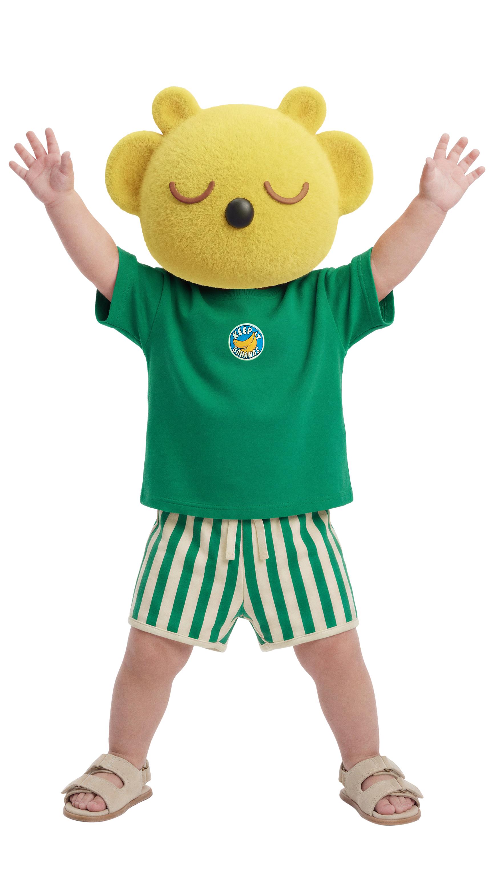 TWO-PACK OF PLAIN AND STRIPED SHORTS — Green / Ecru