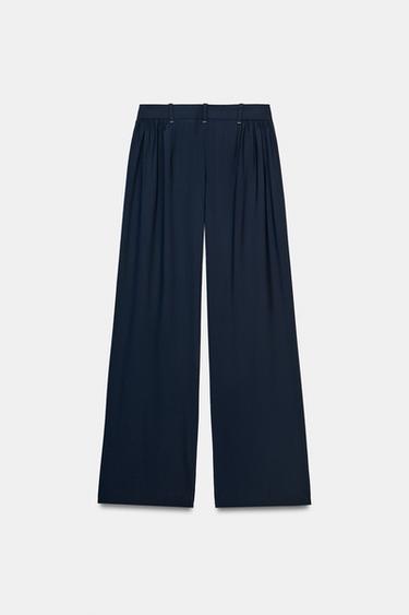 ZW COLLECTION PLEATED WIDE-LEG TROUSERS - Navy blue by Zara - Image 5