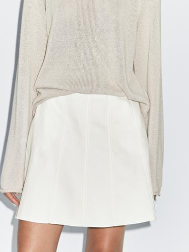 Zara Short denim skirt with seam details - Oyster-white