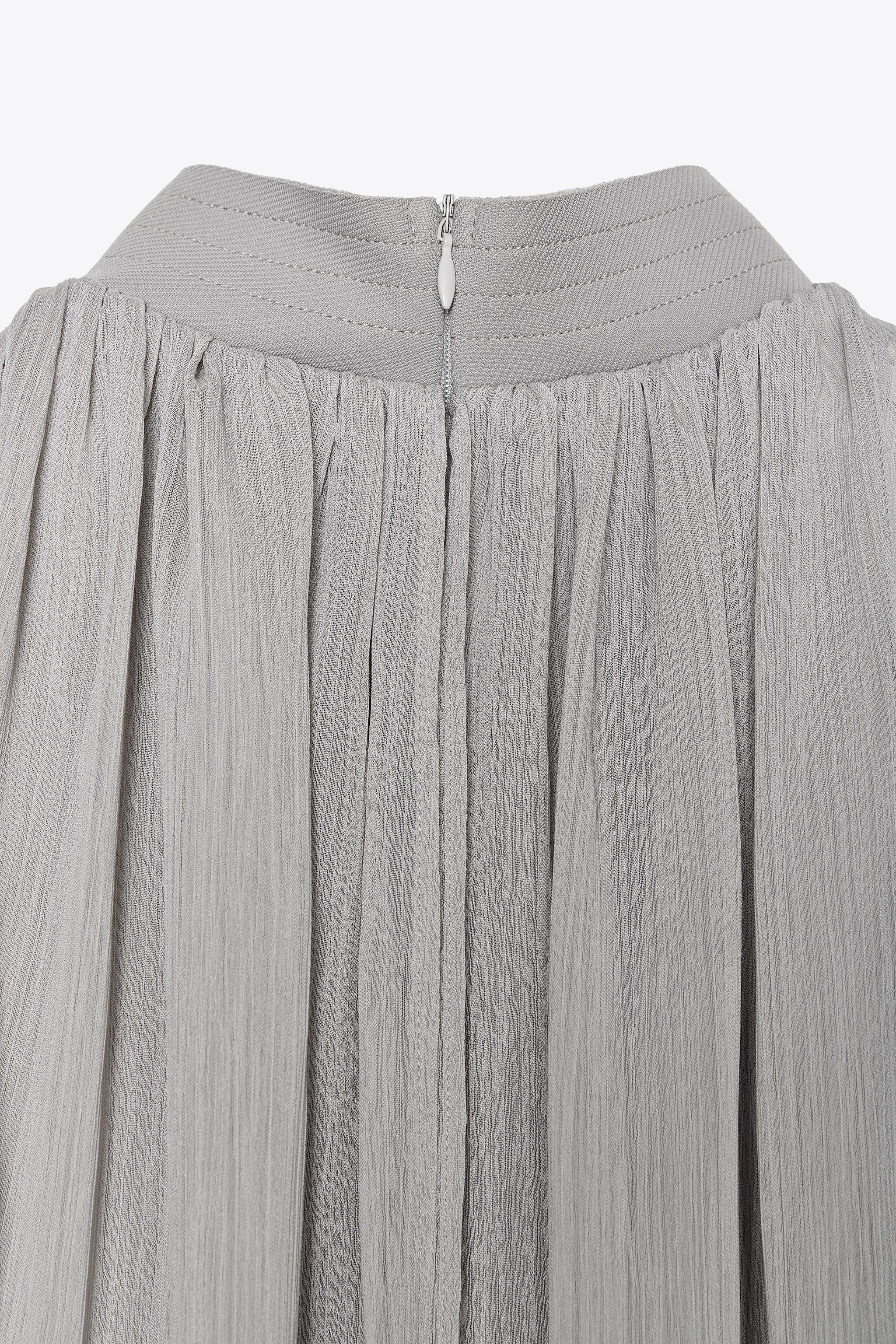 TIED CHIFFON BODYSUIT - Pearl gray | ZARA United States