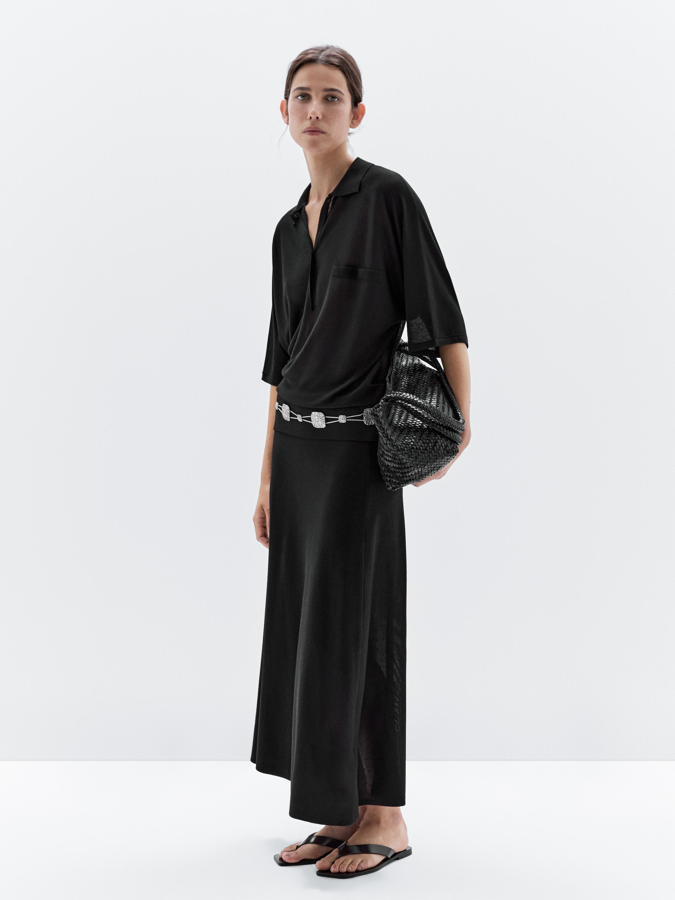 ◆Massimo Dutti◆ Semi-long skirt with contrasting trim 05219853800-o6.jpg?ts=