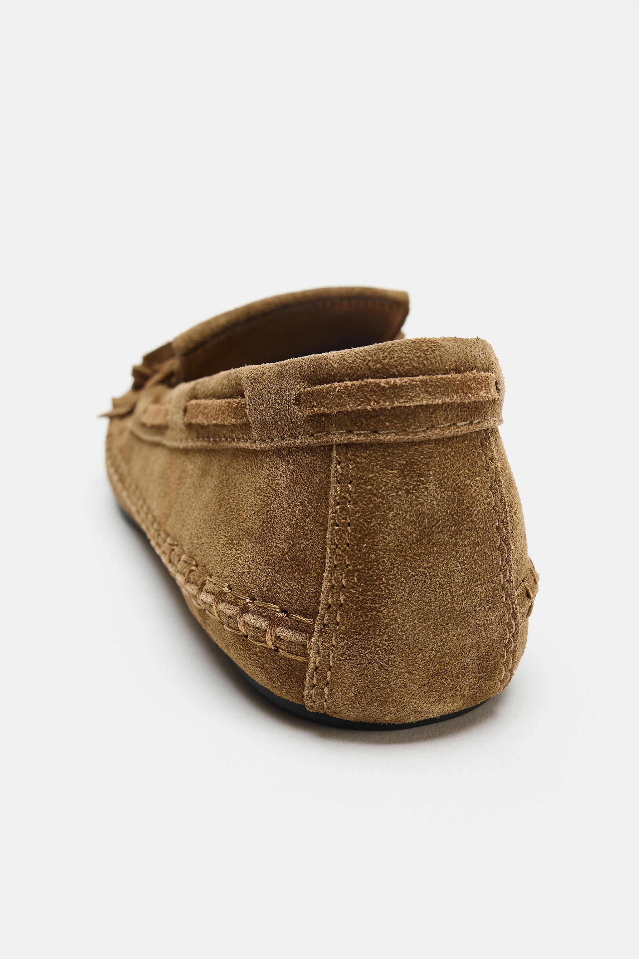 Женские туфли Zara FRINGED SUEDE LOAFERS — фото 6