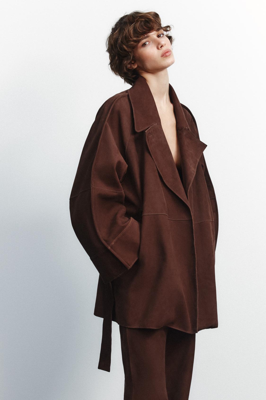 OVERSIZED SUEDE SHORT TRENCH COAT