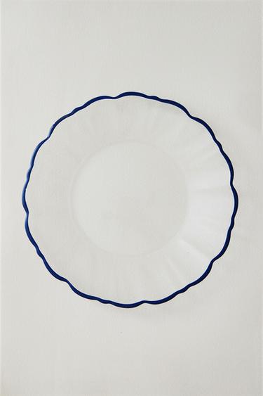 Zaras EFTERRÄTTSTALLRIK I GLAS MED KANT - Blå