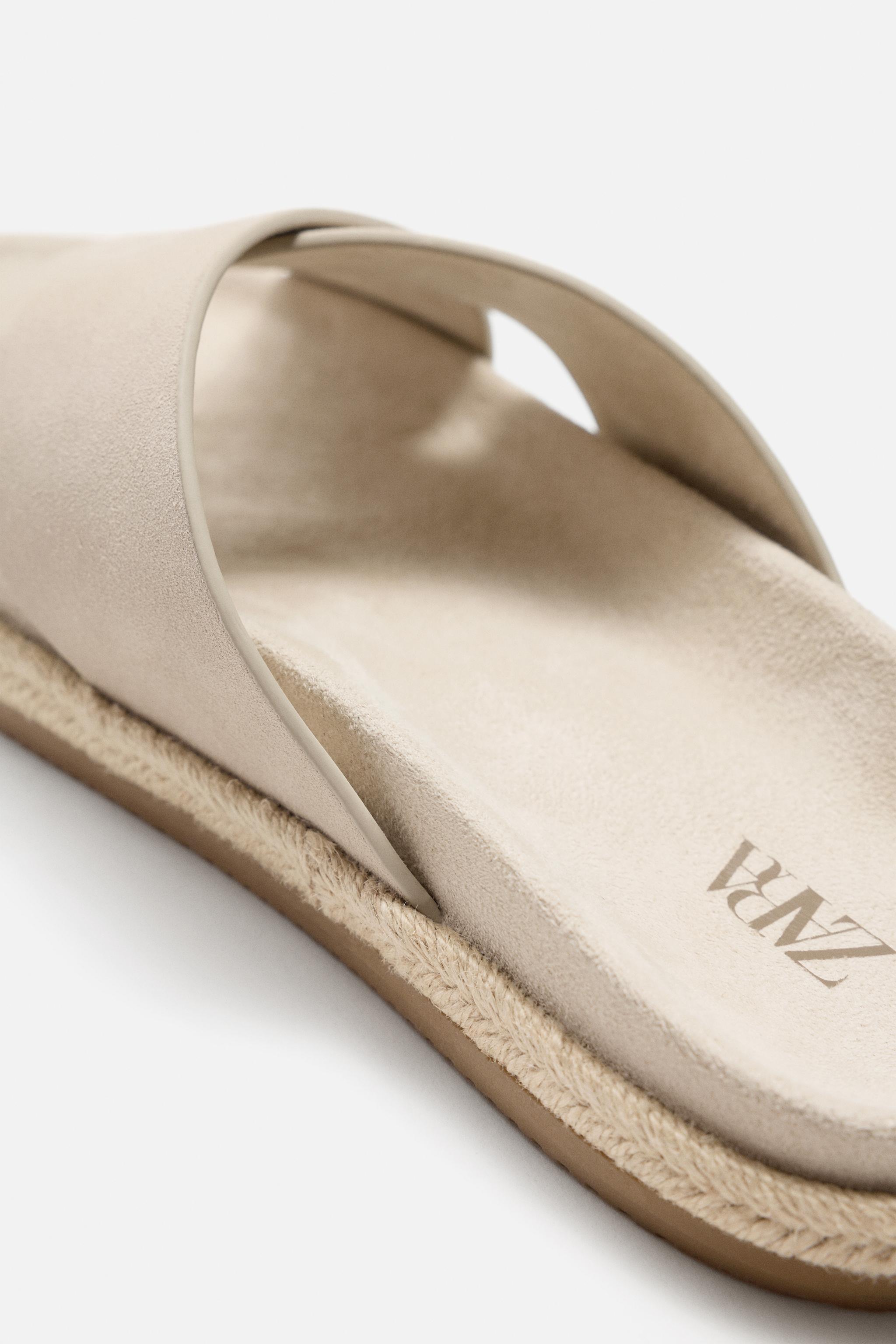 CROSSED LEATHER SANDALS - Blue | ZARA United States