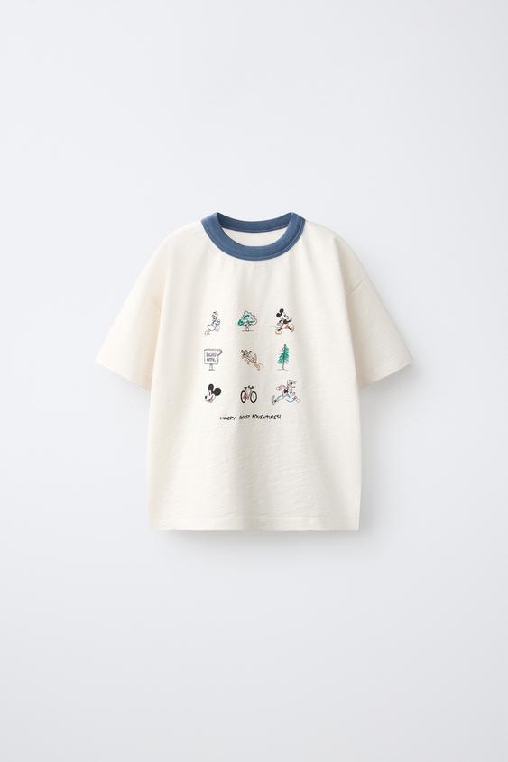 MICKEY MOUSE © DISNEY EMBROIDERED T-SHIRT - Ecru by Zara - Image 0