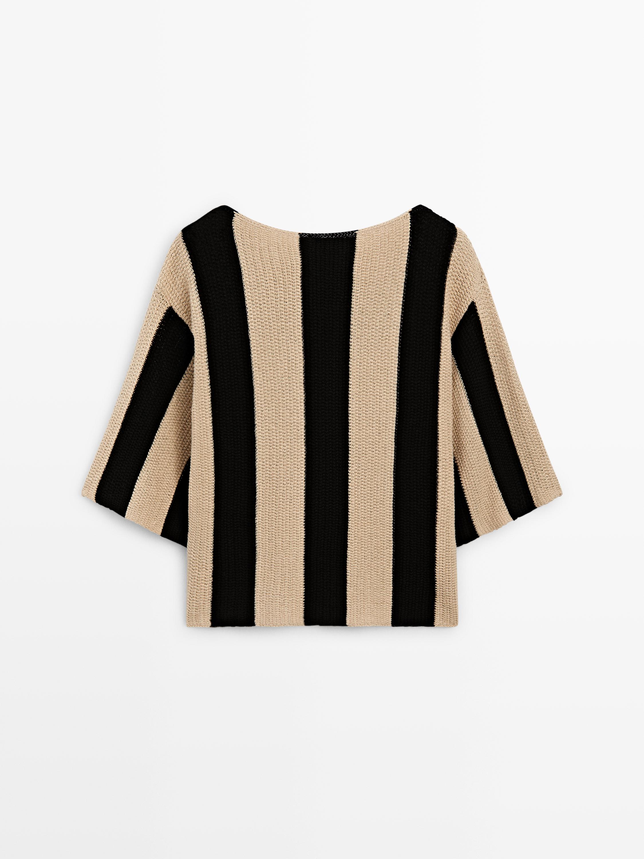 Pull maille rayée avec coton
