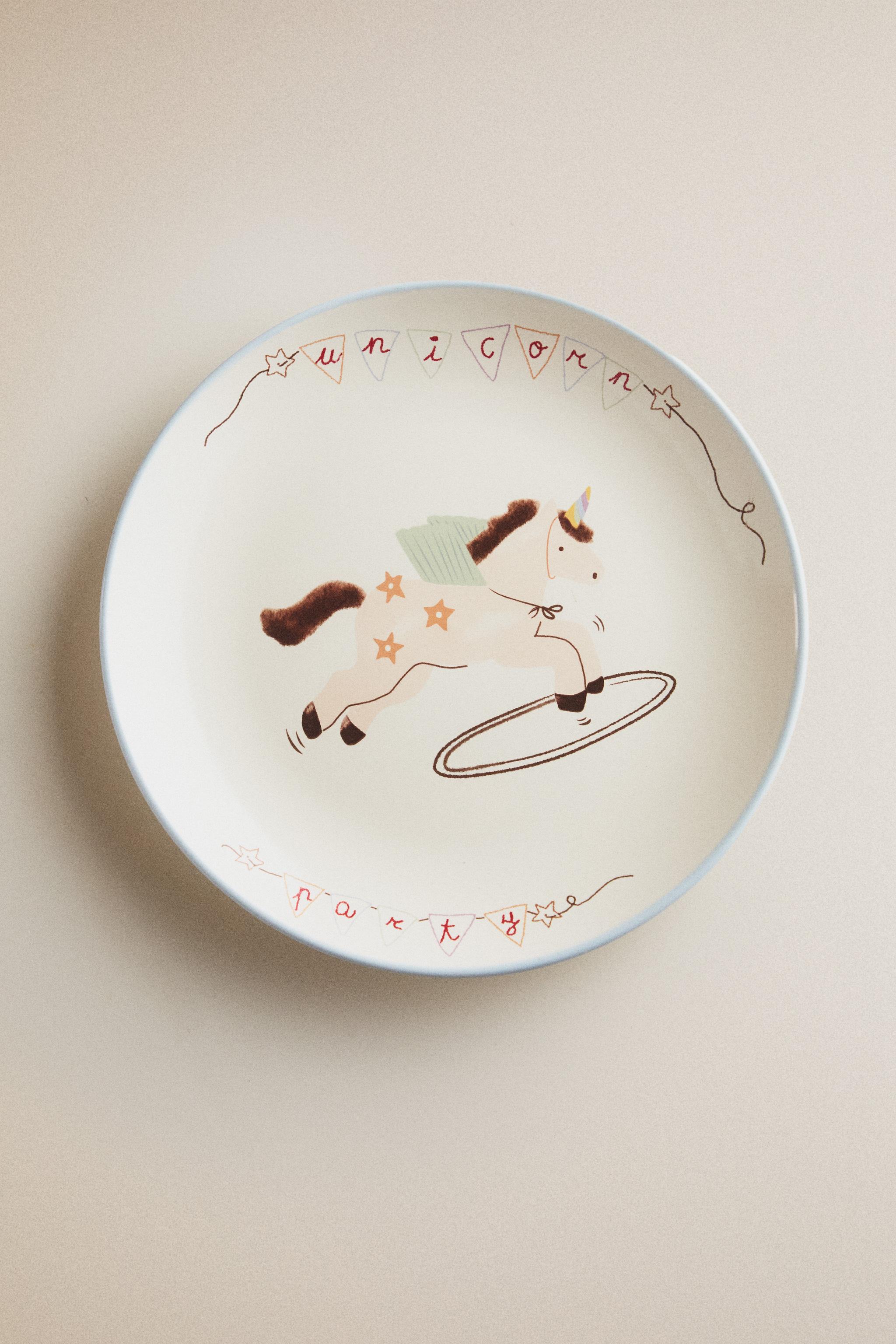 ASSIETTE ENFANT CÉRAMIQUE LICORNE