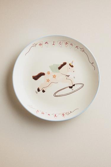 PIATTO BAMBINI CERAMICA UNICORNO - Multicolore di Zara