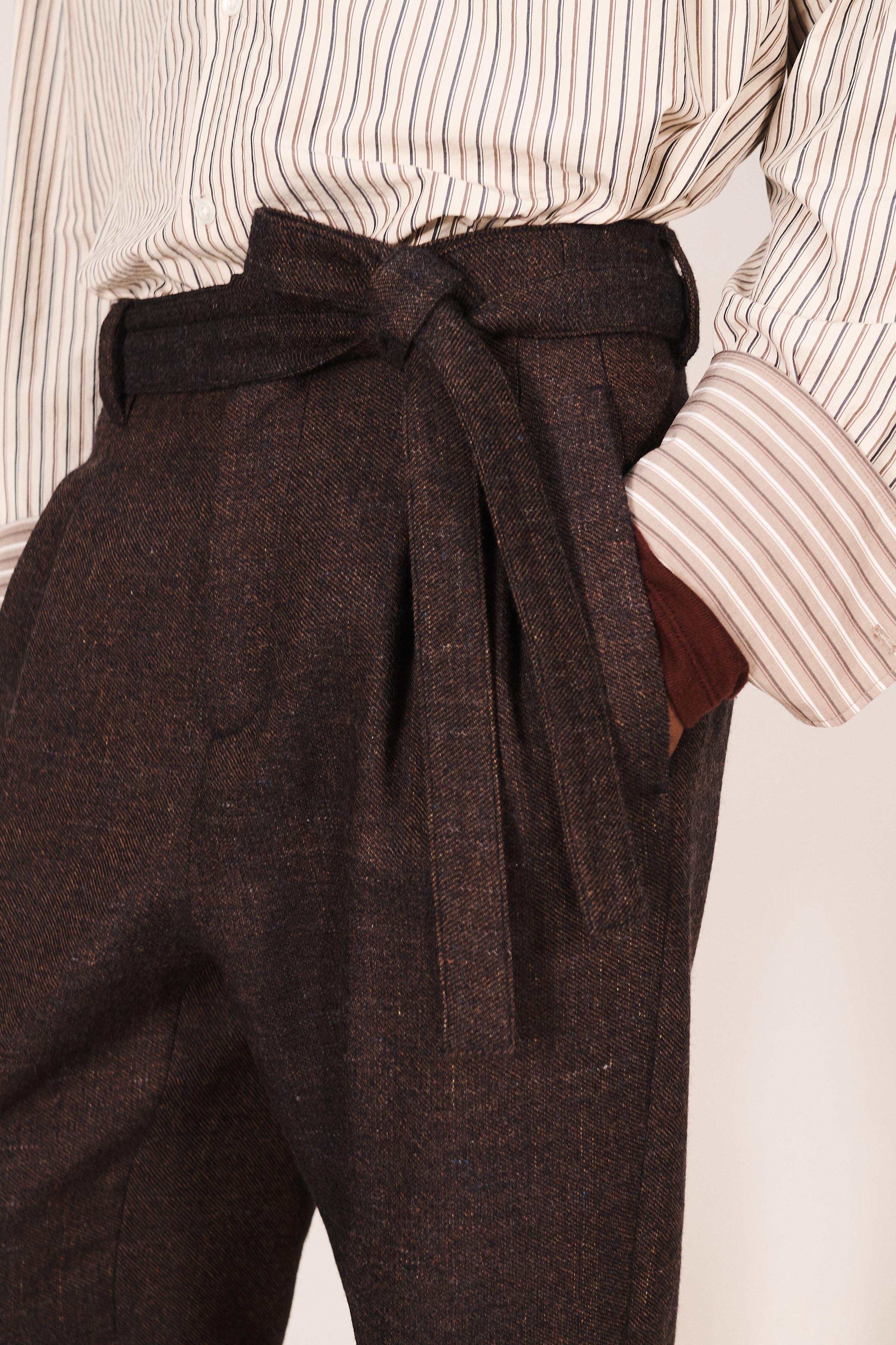 PANTALON CEINTURE COSTUME STRUCTURE MÉLANGE LAINE