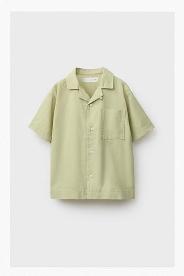 LINEN-COTTON SHIRT - Green by Zara