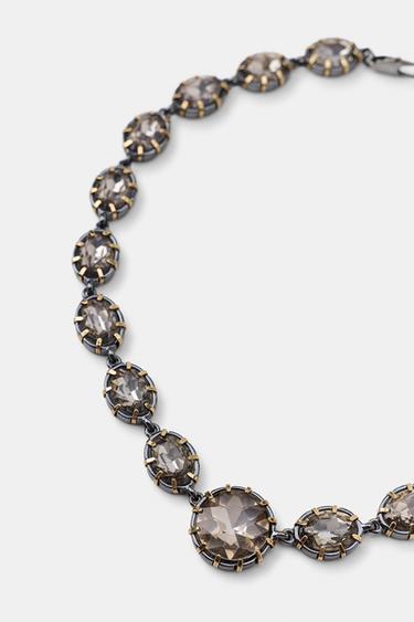 METAL JEWEL PIECES NECKLACE - Anthracite grey by Zara - Image 2