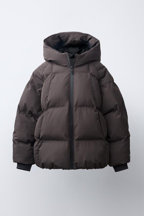 WATER-REPELLENT HOODED PADDED JACKET - Dark brown by Zara - Image 0