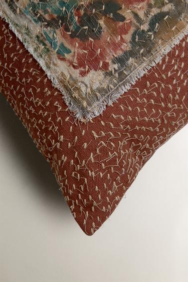 CUSHION COVER WITH APPLIQUÉ AND STITCHING - Brown by Zara - Image 1