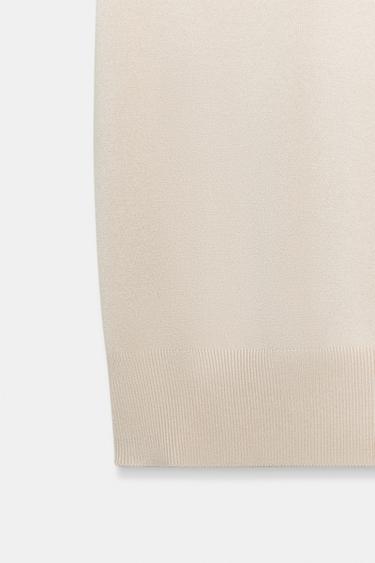 BASIC PLAIN KNIT SHORT SLEEVE TOP - Stone by Zara - Image 6