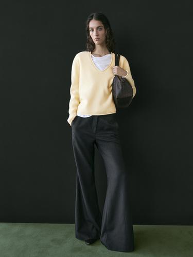 Pantalon flare fit à rayures tennis - Gris anthracite de Zara - Image 0