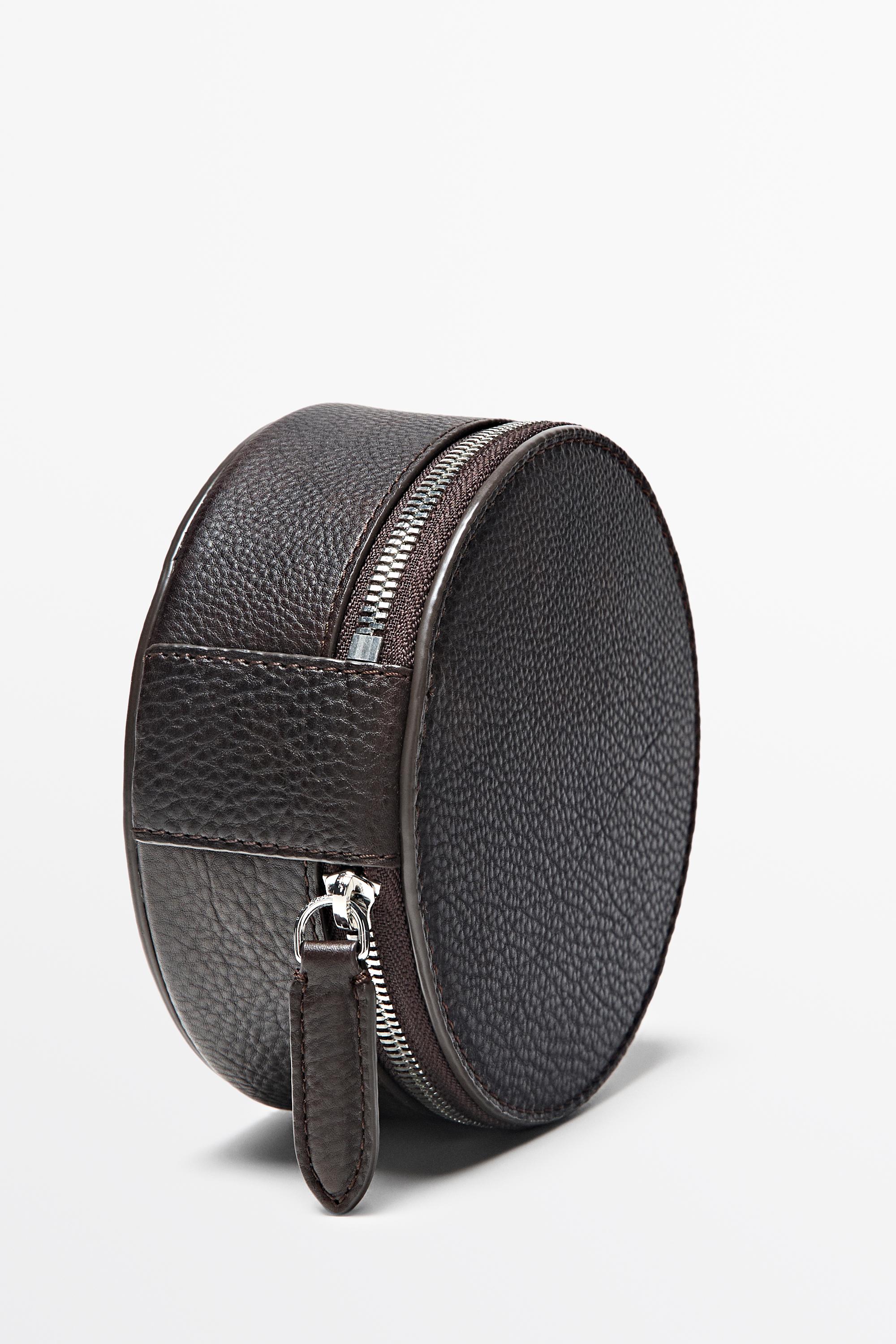 Round nappa leather coin purse