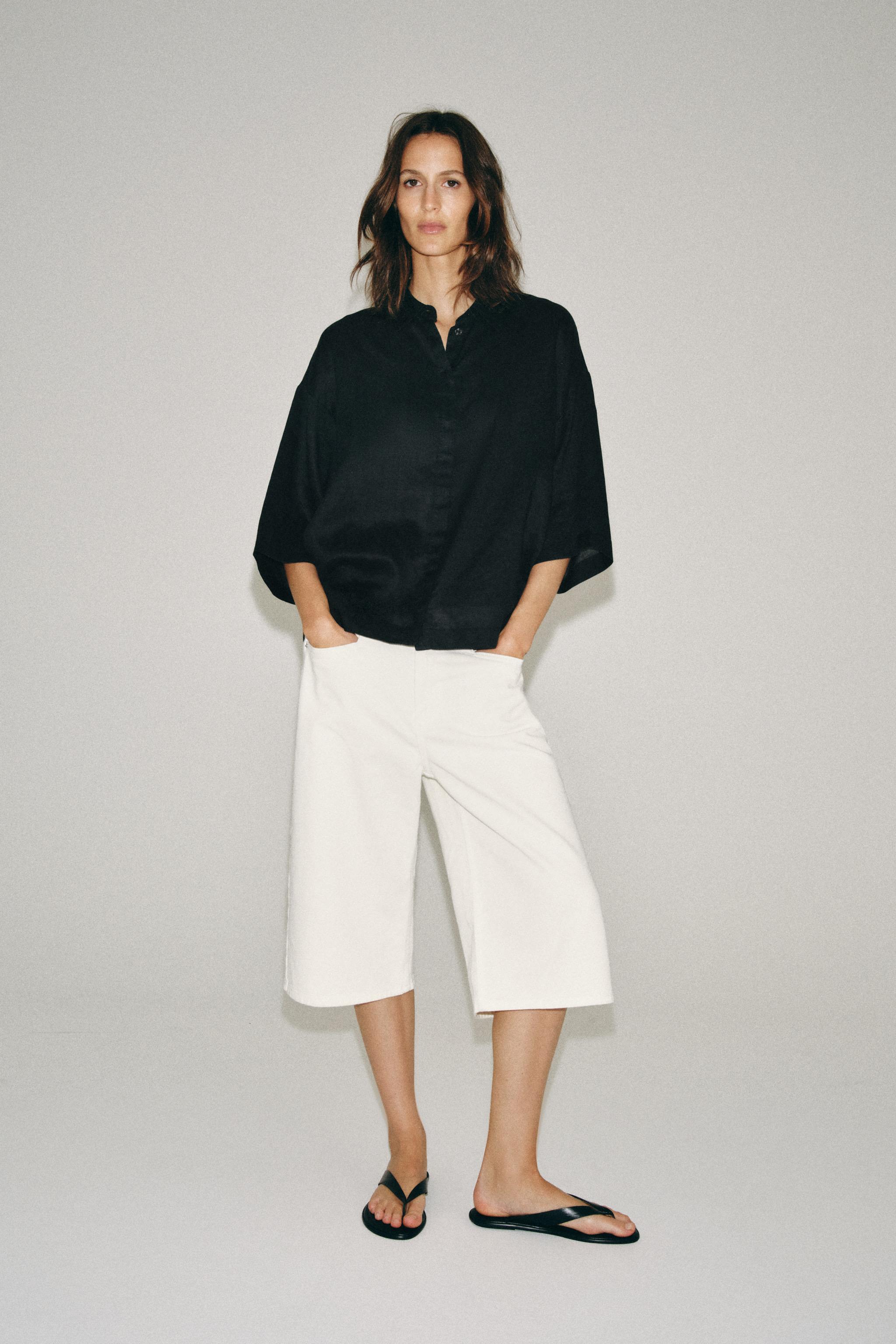 ZW COLLECTION FLOWY OVERSIZED SHIRT — Black