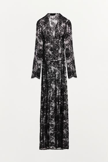 ZW COLLECTION LONG LACE DRESS - Black / White by Zara - Image 6