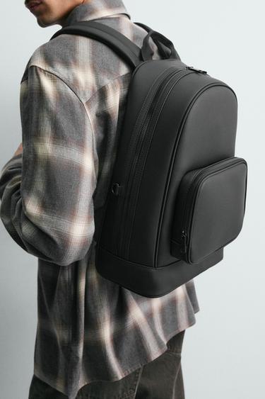 Zara TEXTURED BACKPACK - Black