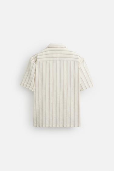 CHEMISE STRUCTURÉE À RAYURES - Écru de Zara - Image 7