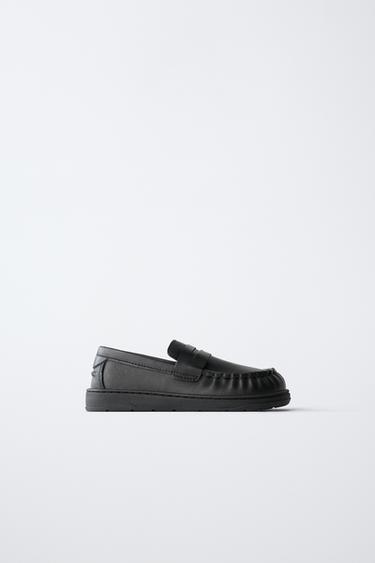 Zara 真皮赤足感樂福鞋 - 黑色 - 圖片 0