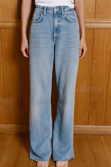 JEAN TRF COUPE LARGE TAILLE HAUTE - Indigo de Zara