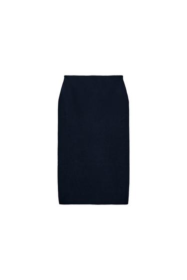 SAIA DE TRICÔ COM CINTURA ELÁSTICA - Azul-marinho da Zara